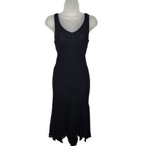 Vintage 90s Y2K 100% Silk Bias Cut Midi Slip Dress Goth Fairy Witchy 10P Petite